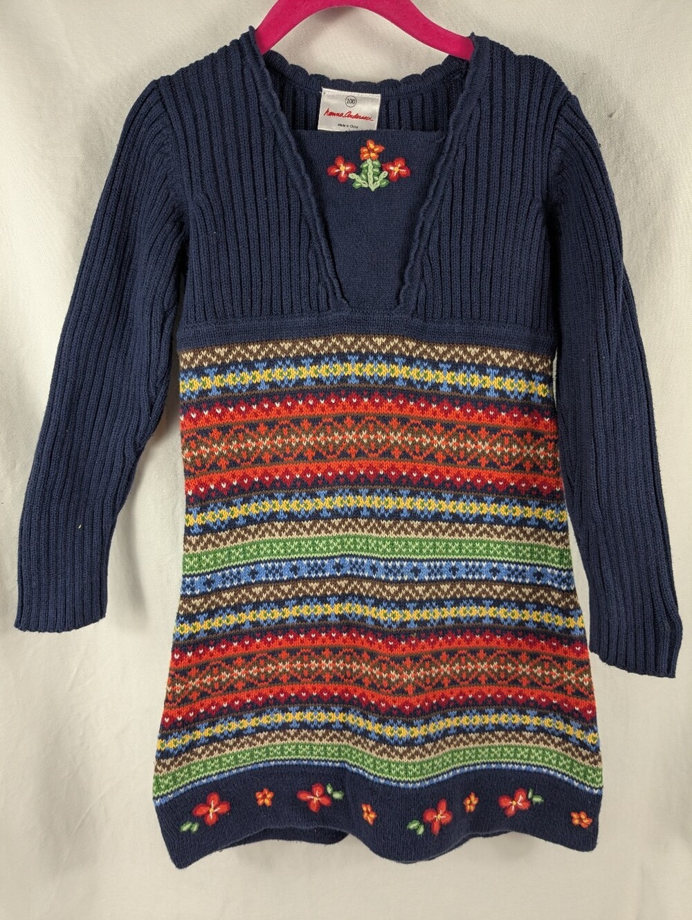 Hanna Andersson Fair Isle Cotton Knot Dress